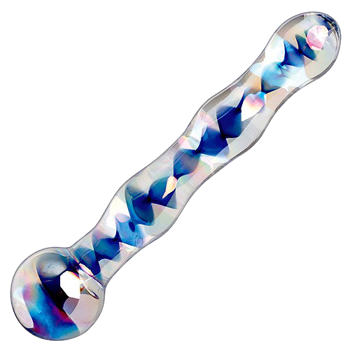 Icicles Blue Spiral Wave Glass Dildo No 8