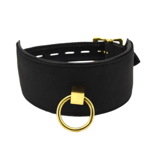 Bound Noir Nubuck Leather Collar with O-Ring