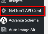 the Net1on1 API Client as it appears among the WooCommerce admin tabs